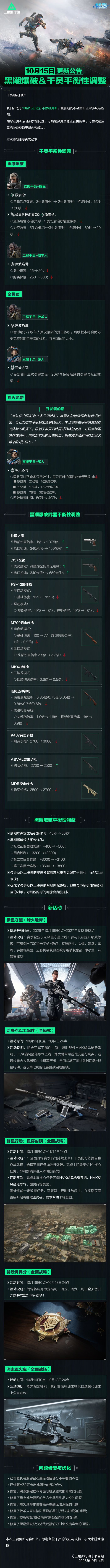 10月15日更新公告丨黑潮爆破&干员平衡性调整截图