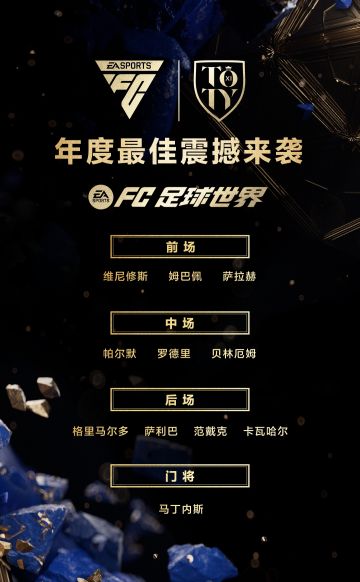 正式揭晓！TOTY25最佳11人震撼登场！