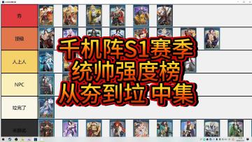 千机阵S1统帅强度排行【中集】 含新统帅点评