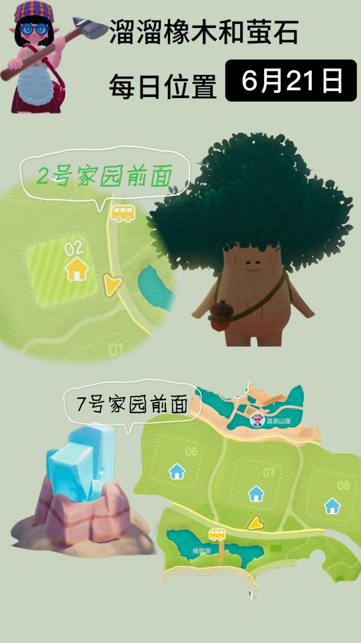 心动小镇溜溜橡木和萤石位置每日一览截图