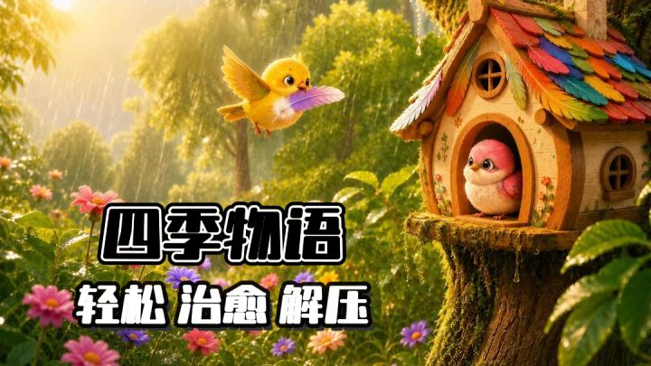 治愈画风的消消乐,在四季收集材料,给小鸟搭建鸟窝截图