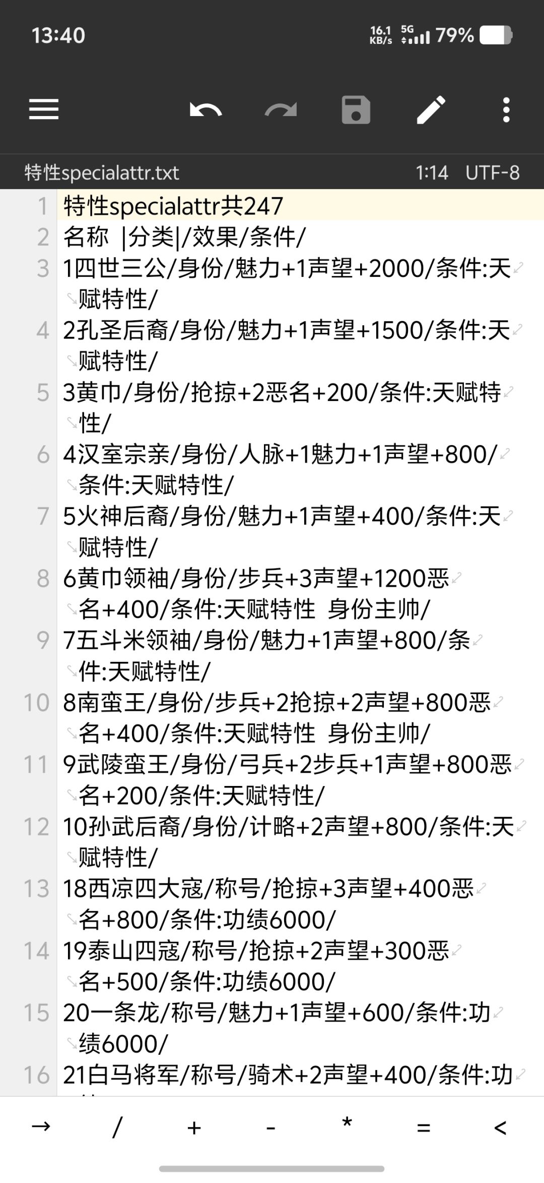 武将特性specialattr编号,含废案 2