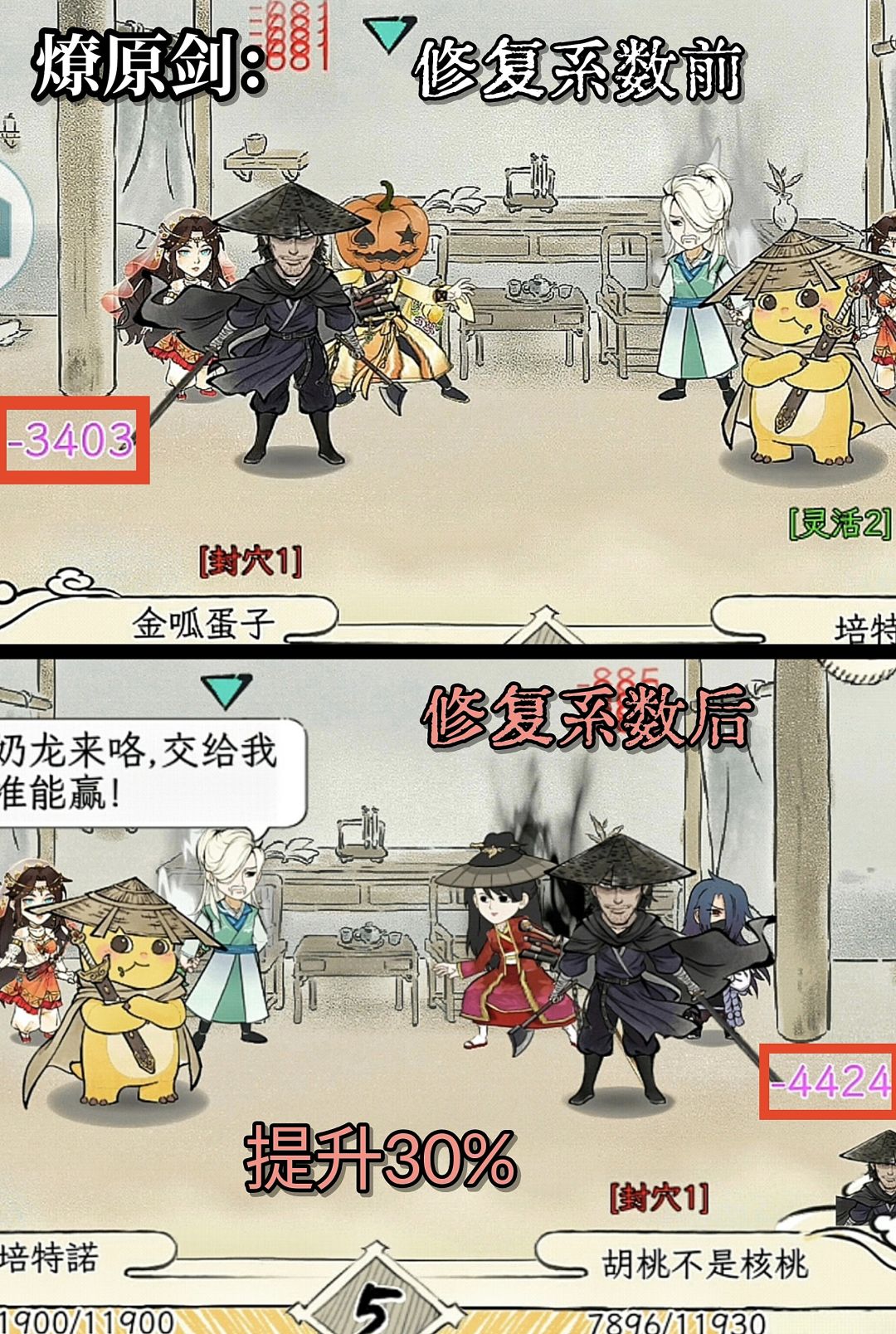 关于奶龙大侠修复系数后的伤害 3