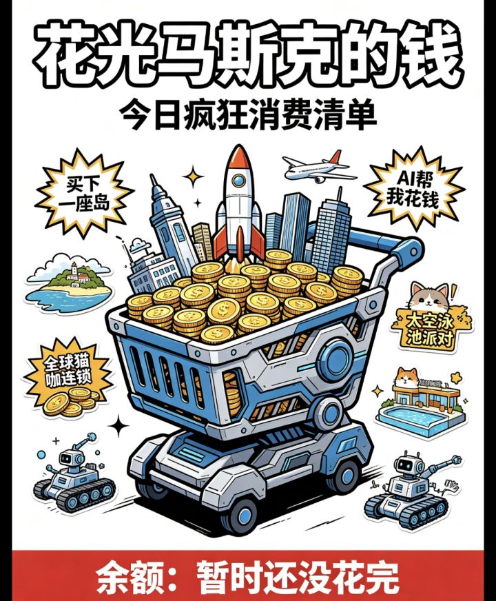 假如让我花光马斯克的钱,我的计划是……截图