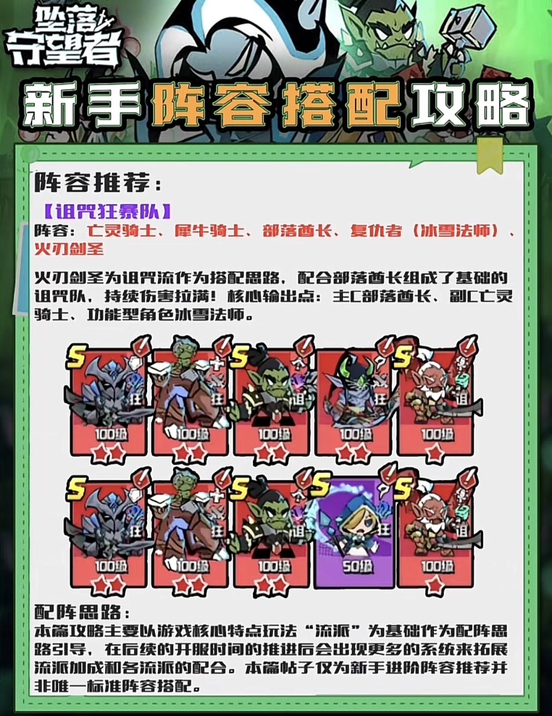 【坠落守望者】新手阵容搭配攻略 2