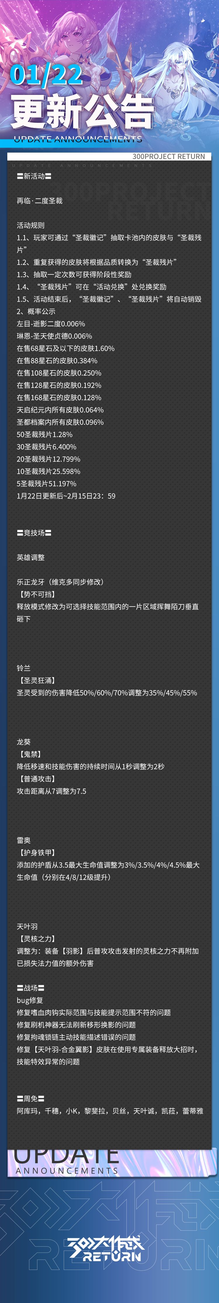 更新公告 | 1月22日 1
