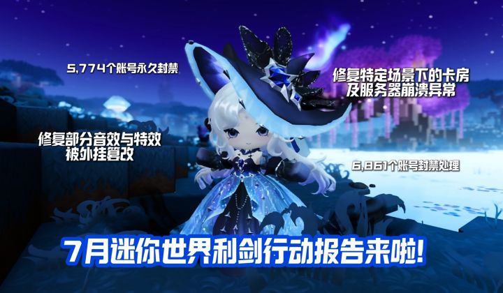 迷你世界利剑行动打击外挂作弊公示截图
