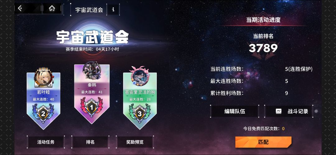 武道会的连胜保护是每天一次吗? 1