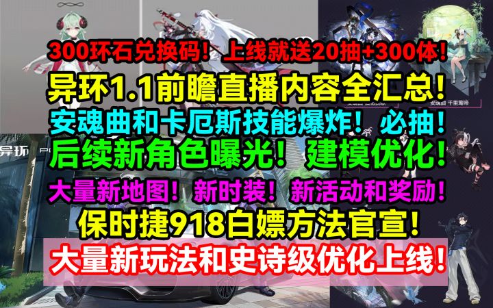 上线送20抽+300体！保时捷918白嫖方法官宣！300环石兑换码！安魂截图