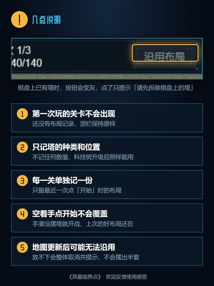 【更新公告】新增「沿用布局」按钮,再玩一键摆回上次的阵型截图