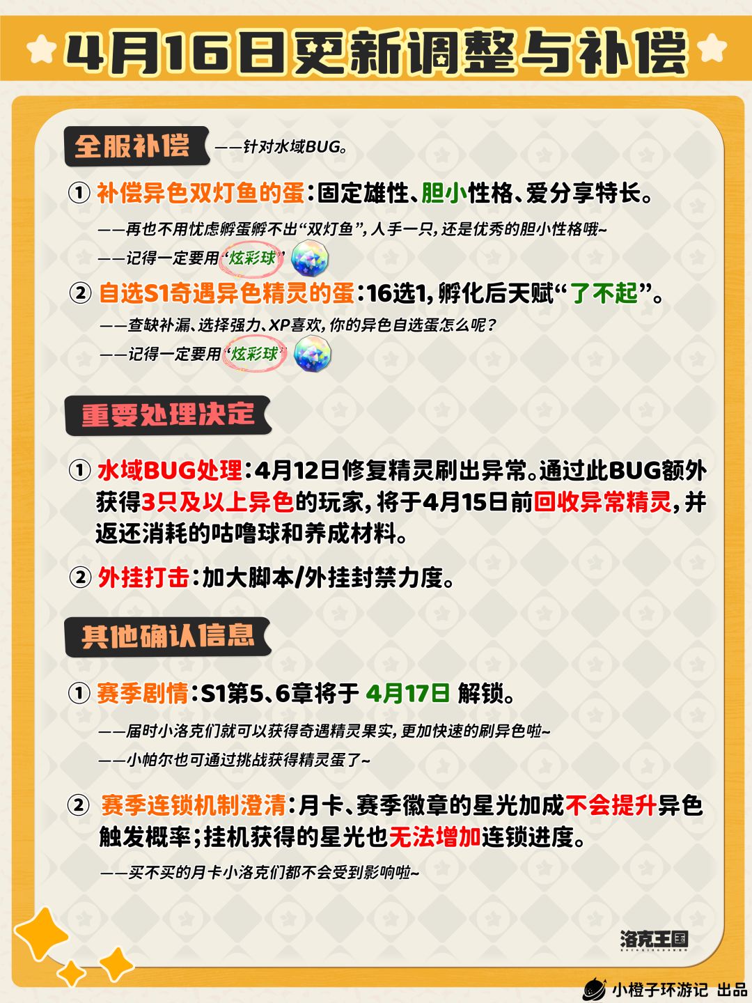 免费获得自选异色精灵蛋,4.16更新补偿来啦 3