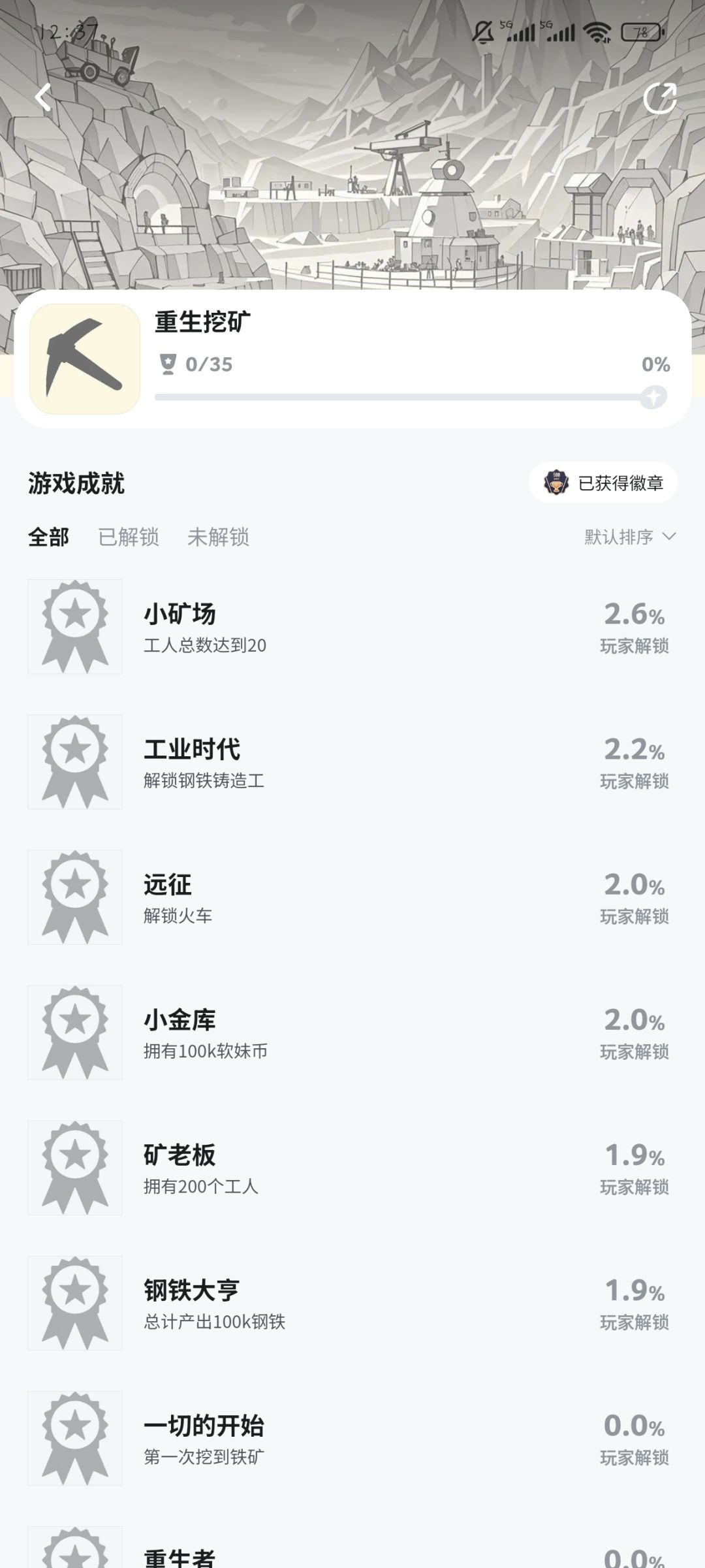 《重生挖矿》35成就 2