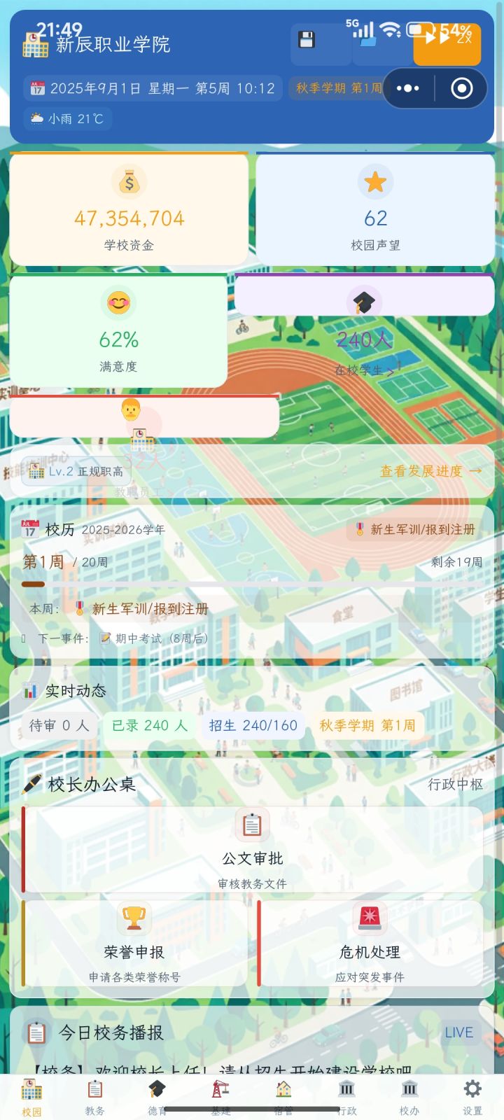 到9月1日，时间不动了，希望优化一下
招聘各个负责人不应该是干活的吗，校长是决策，希望优化一下截图