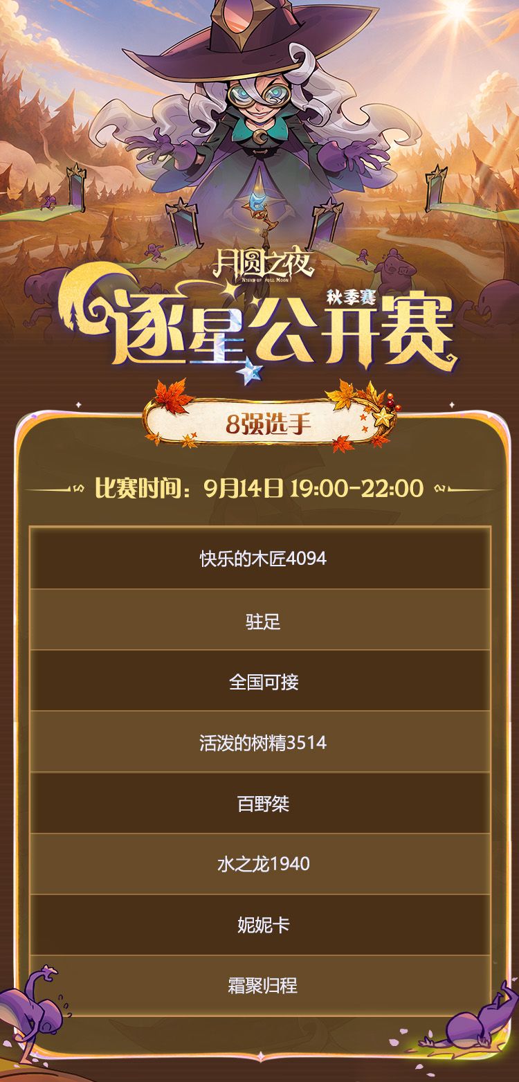 逐星公开秋季巅峰赛8强出炉! 1