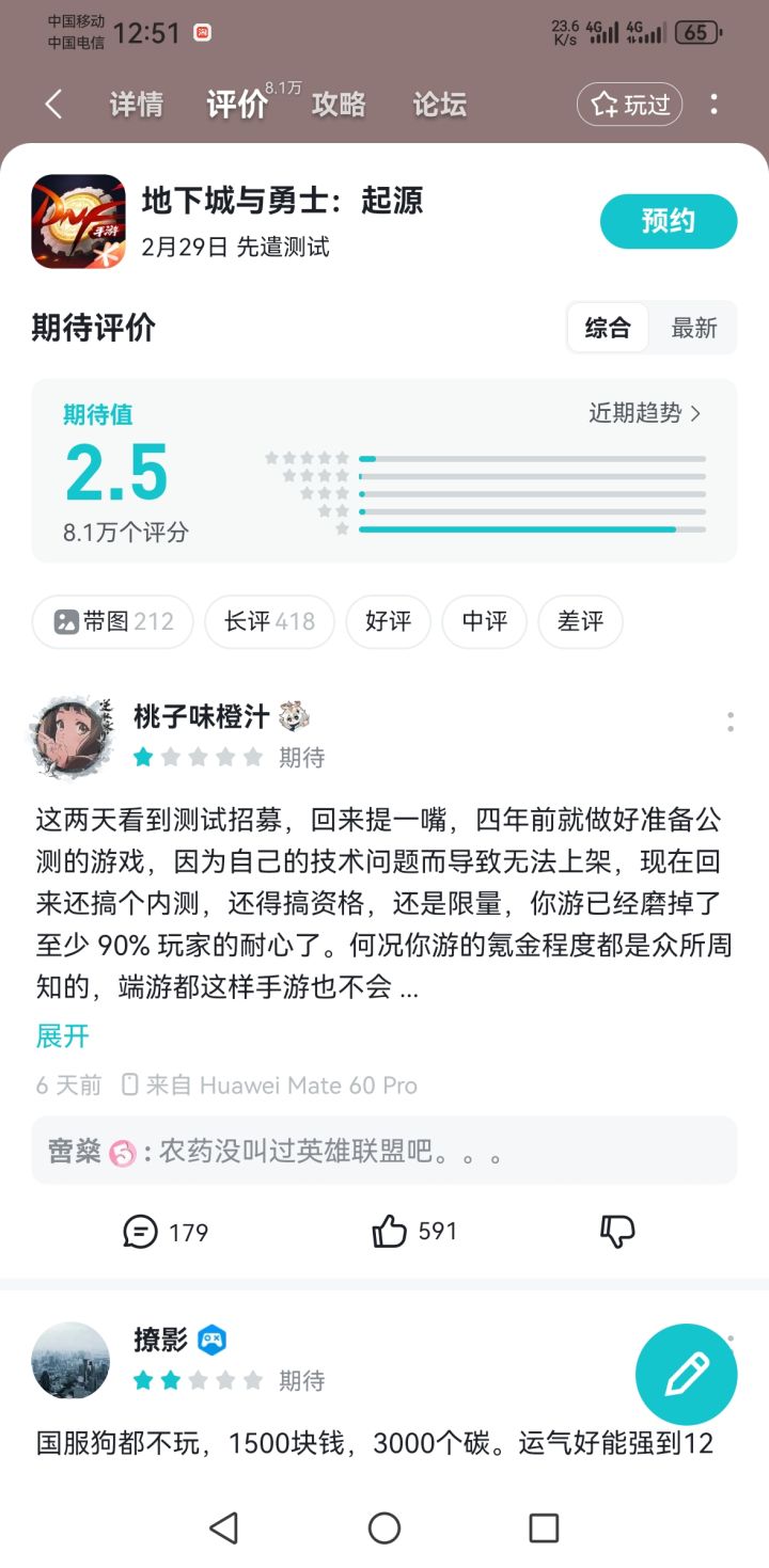 游戏评分2.5，绝对是榜一。截图