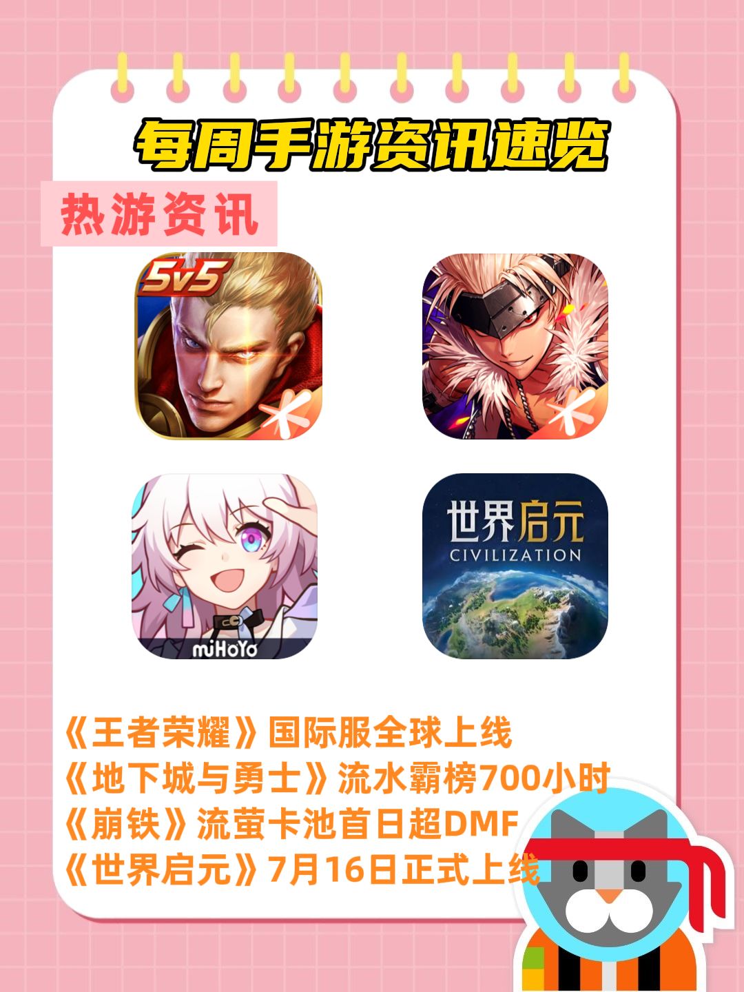 一周手游资讯集锦,走过路过别错过 1