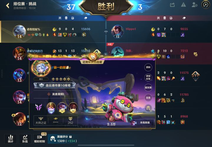 黄铜一段位的国服截图