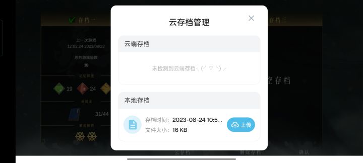 上传云存档，自动闪退什么情况截图