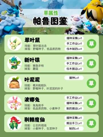 幻兽帕鲁🍃草属性帕鲁全图鉴