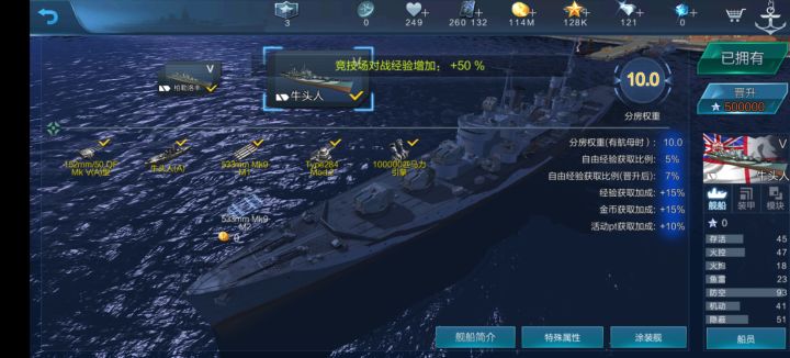 英轻巡一线喜提牛头人,仅剩美战分线。截图