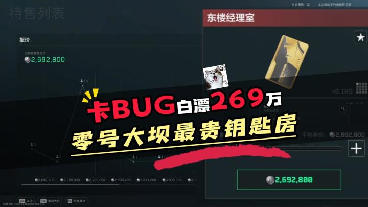 卡BUG白漂269万零号大坝最贵钥匙房截图
