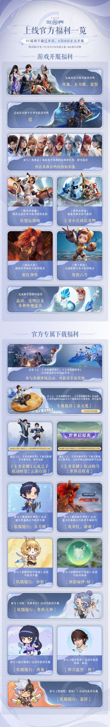 开服福利拉满！《王者荣耀世界》发布保姆级福利清单 玩家点赞！