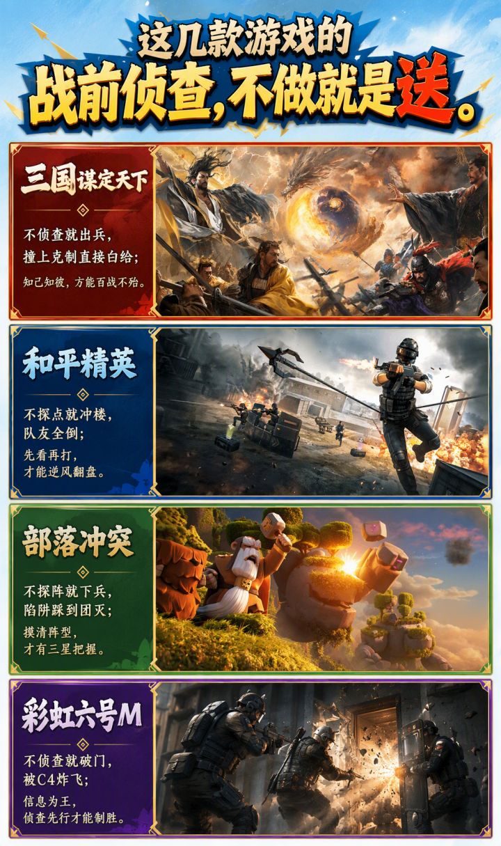 这几款游戏的战前侦查,不做就是送截图
