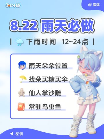 8月22日 下雨天必做指南 鸟虫鱼 朵朵位置