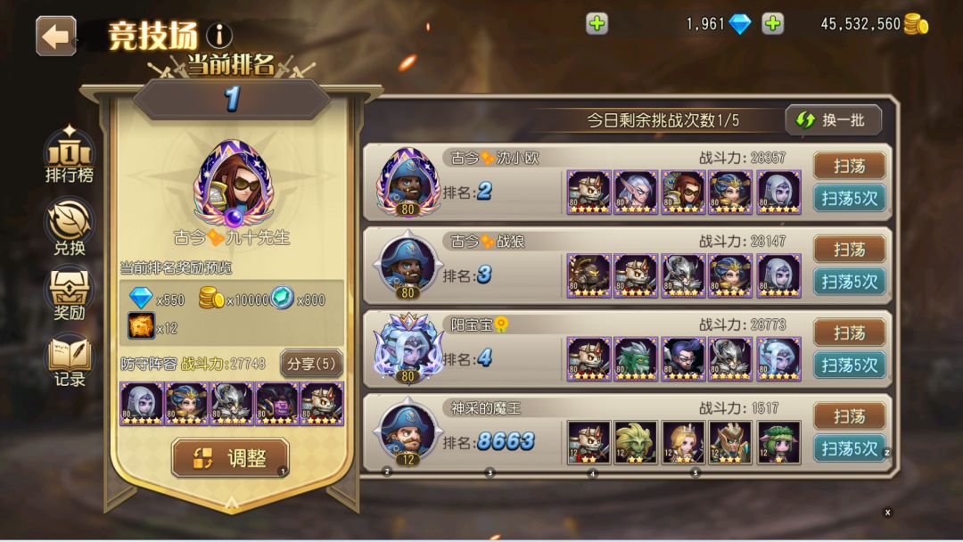 80级后，平民竞技场靠进攻也能第一！截图
