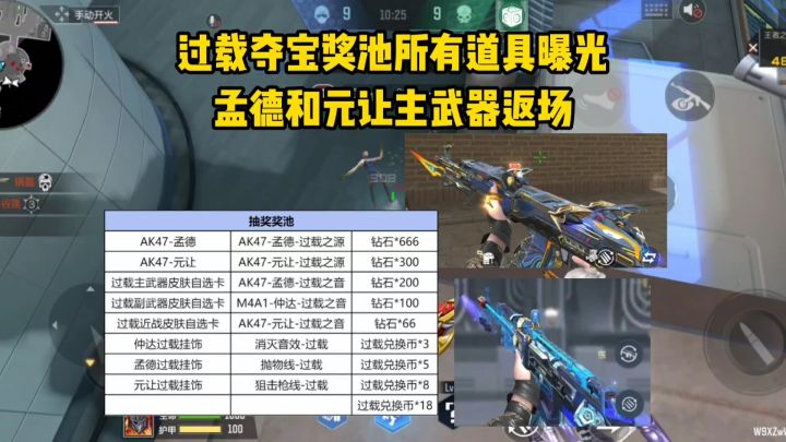 过载夺宝奖池所有道具曝光,孟德和元让主武器返场!截图
