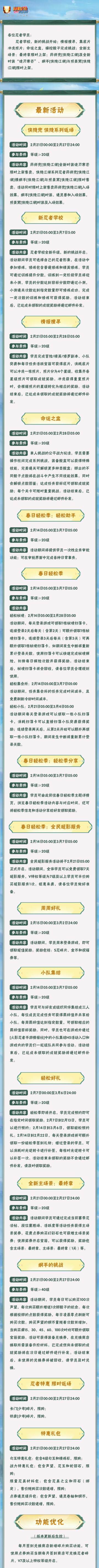 【本周公告】春日轻松季精彩继续，侠隐忍者及其时装限时返场！