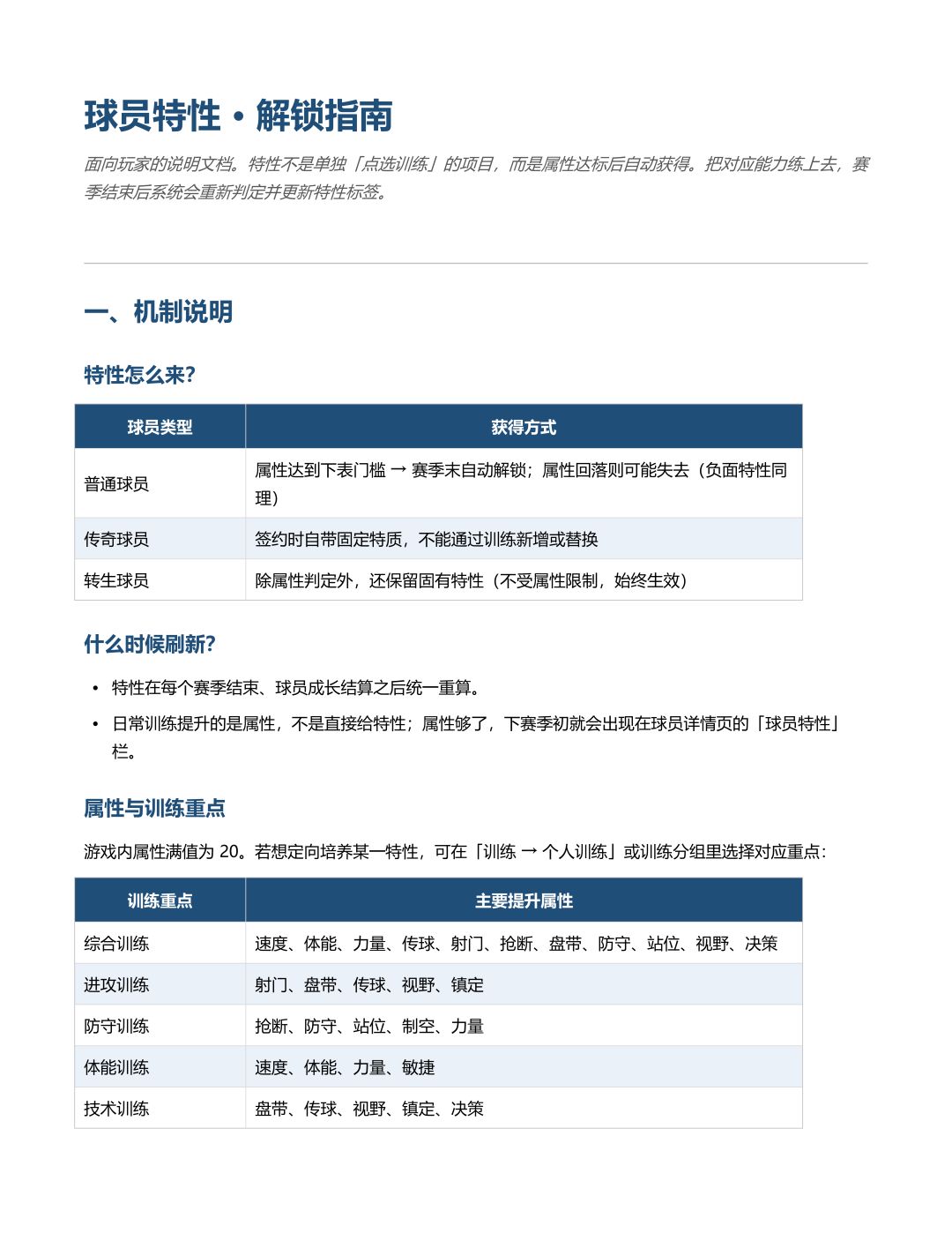 足球经理:冠军之路 球员特性训练攻略 1