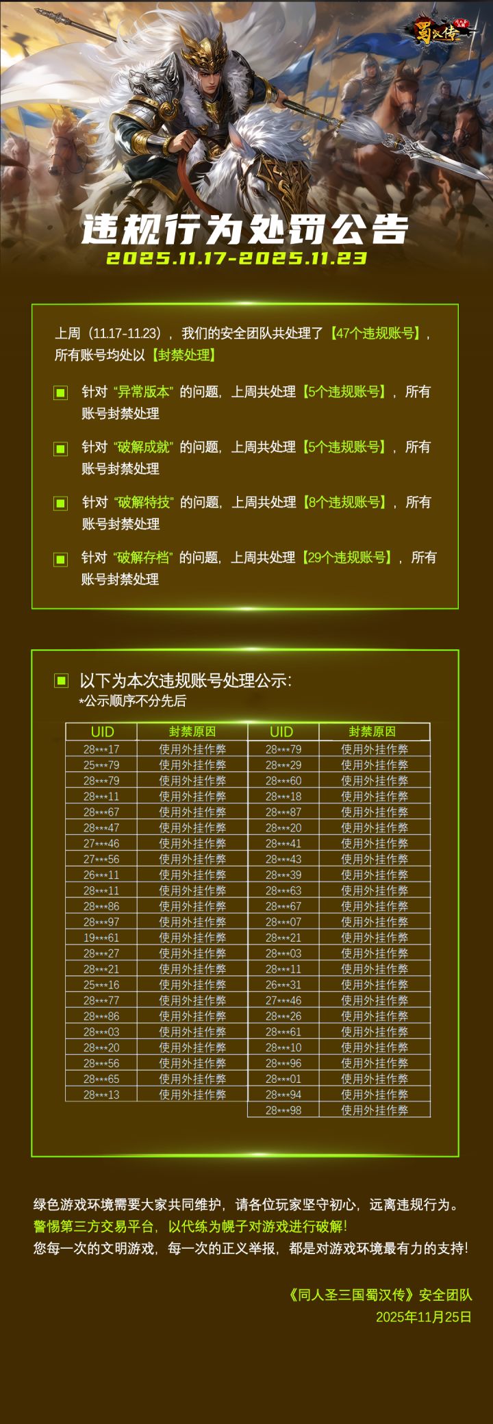 《圣三》近期违规行为处罚公告!截图