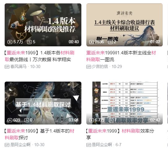 1.4刷材料 看图自己选.动脑子. B站也可以找原视频看推荐截图