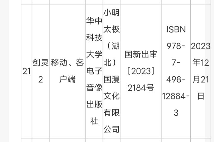 2023年进口网络游戏审批信息截图