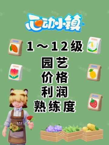 最新园艺1-12级价格利润熟练度汇总统计