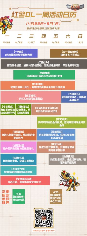 红警OL 一周活动日历（4/25-5/1）