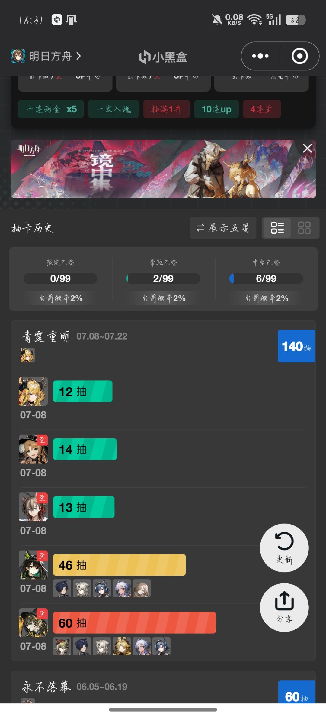 好消息140抽5个6⭐,坏消息歪了4次 1