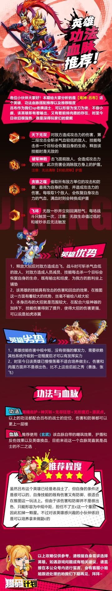 「猎码计划」英雄推荐攻略-吕布篇
