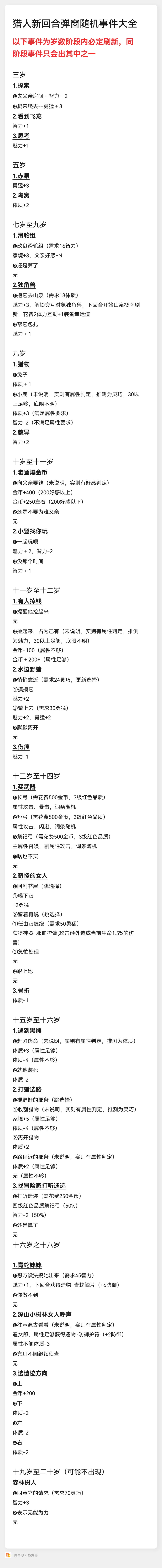 自己整理的猎人新回合弹窗随机事件 1