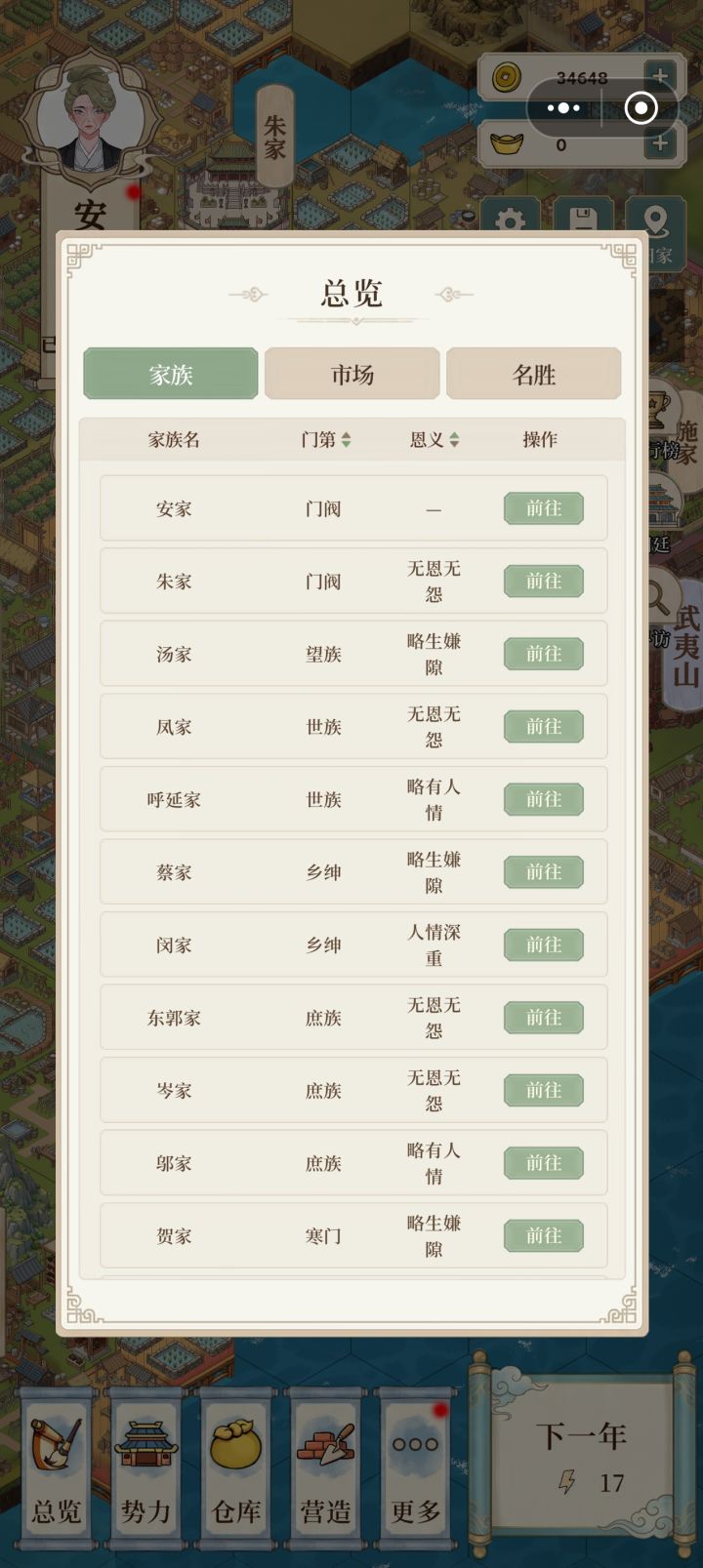 稀里糊涂的玩到了门阀截图