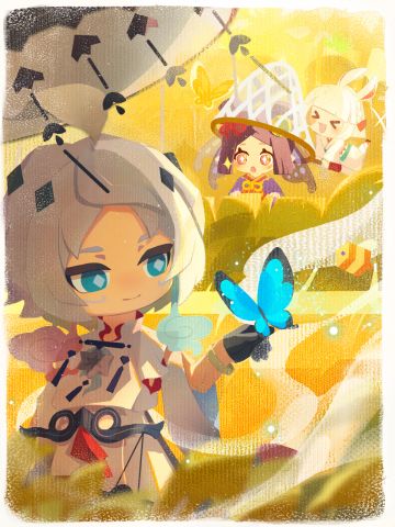 芦苇荡漾，飘香引蝶~ 无论寻香行走到哪里，身上的香气总能引来蜂蝶成群，就连蝴蝶精也不例外……
 
「好香啊~ 」 
一股异香袅袅轻探蝴蝶精的嗅觉，吸引单纯的小妖怪从芦苇荡里探出一个小脑袋。
是寻香行身上散发出来的气息，蝴蝶精紧盯着路过芦苇荡的那道身影，与大批蝴蝶蜜蜂一同沉醉在香气里……
寻香行吸引蝴蝶精，蝴蝶精吸引的却是——对准她挥舞巨大捕虫网的山兔~
「嘿呀——我捉住最大的蝴蝶啦！」