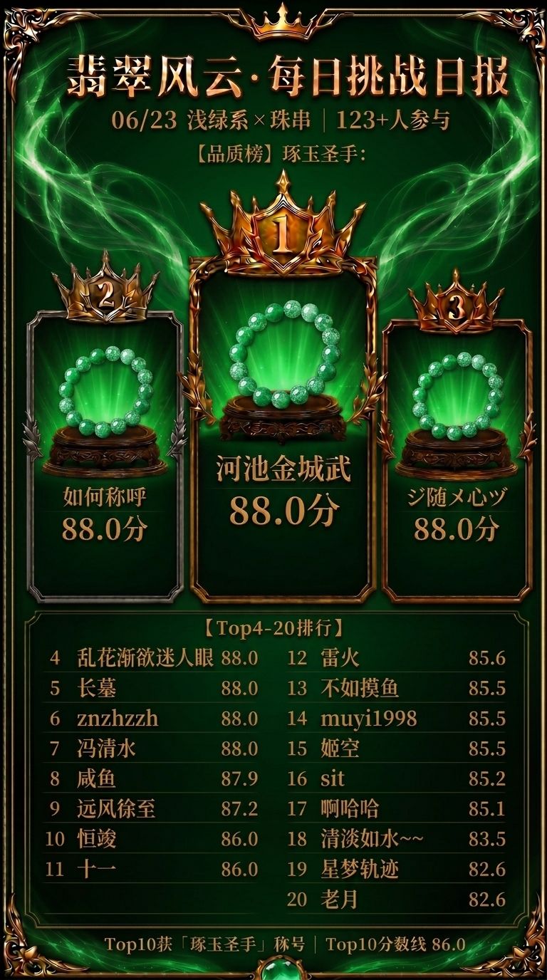 翡翠风云 ·每日挑战日报 2026年6月22日(周二) 2