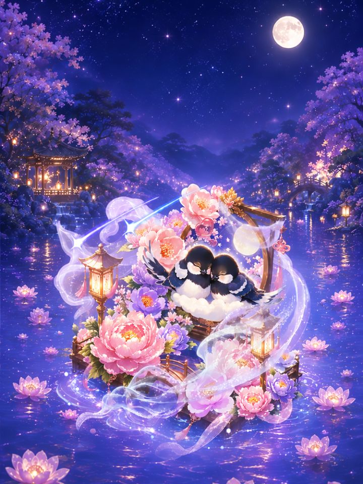 【织梦壁纸】丨星垂荷塘,喜鹊成双✨截图