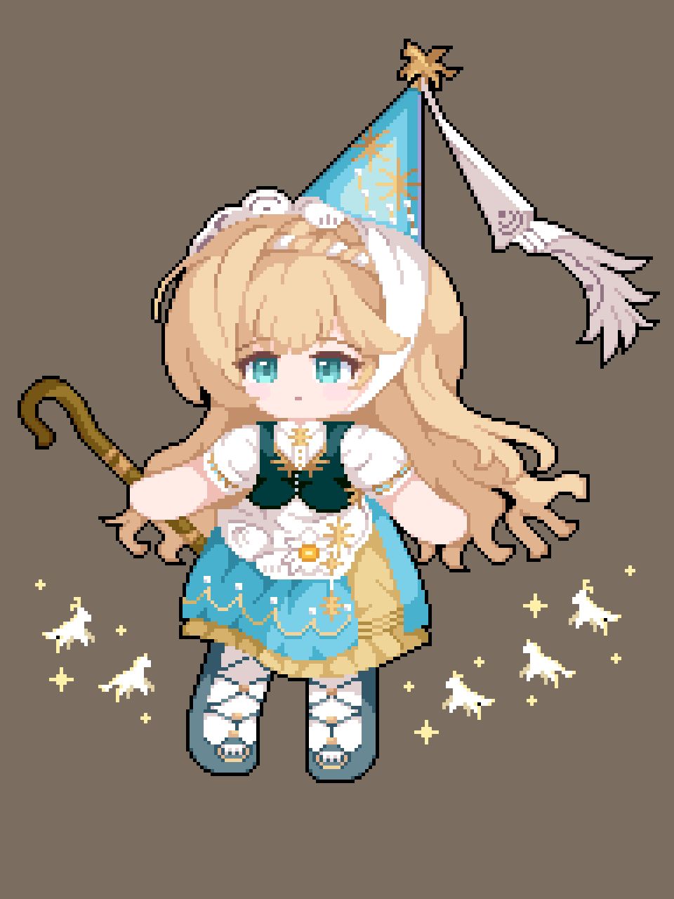 画了像素画大脑袋花环新皮! 2