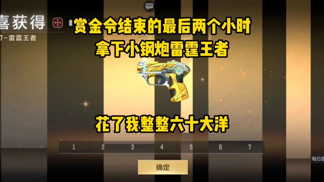 赏金令结束前最后两个小时拿下小钢炮雷霆王者，花了我六十大洋！截图