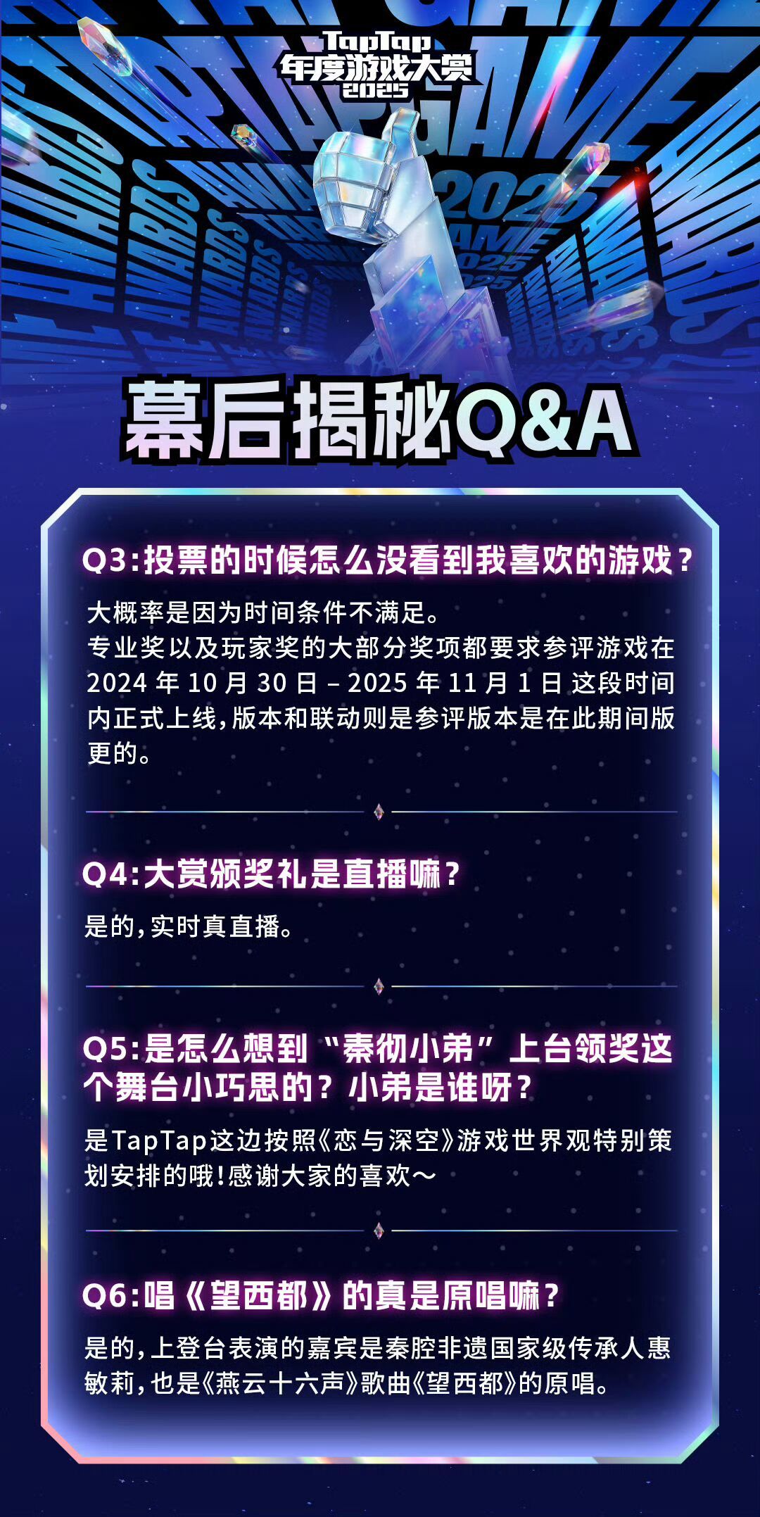 【快讯】年度游戏大赏落幕 官方发布幕后Q&A 3