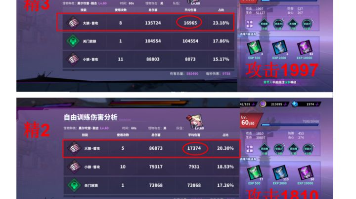 更新后专武提升数据对比及总结截图