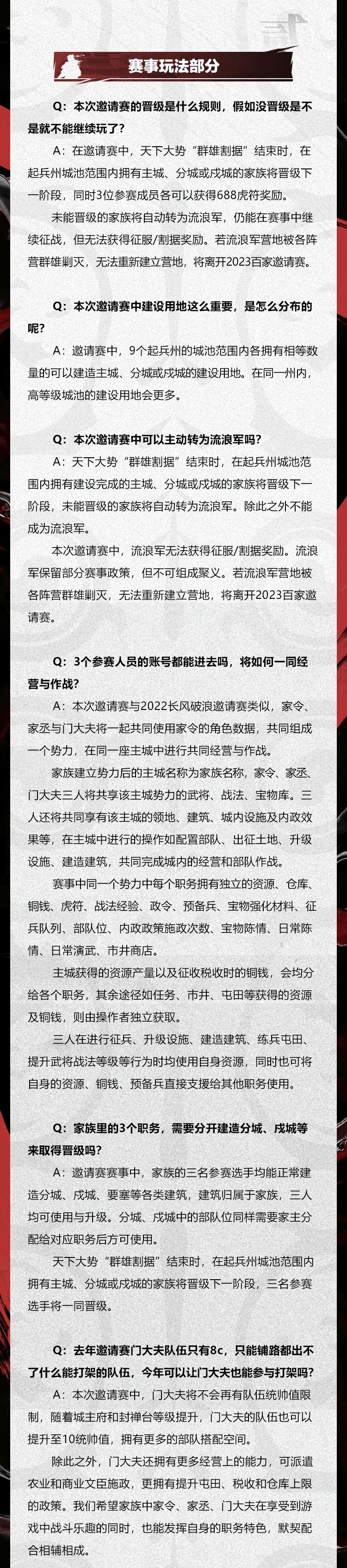 2023百家邀请赛选拔积分调整及Q&A 2