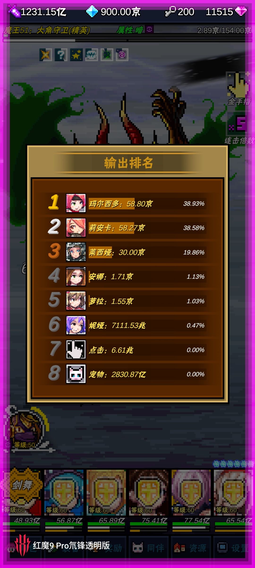 毕业各角色dps参考截图